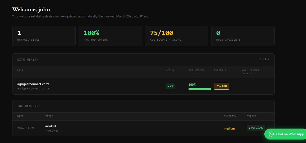 Screenshots 6 mywp client monitor